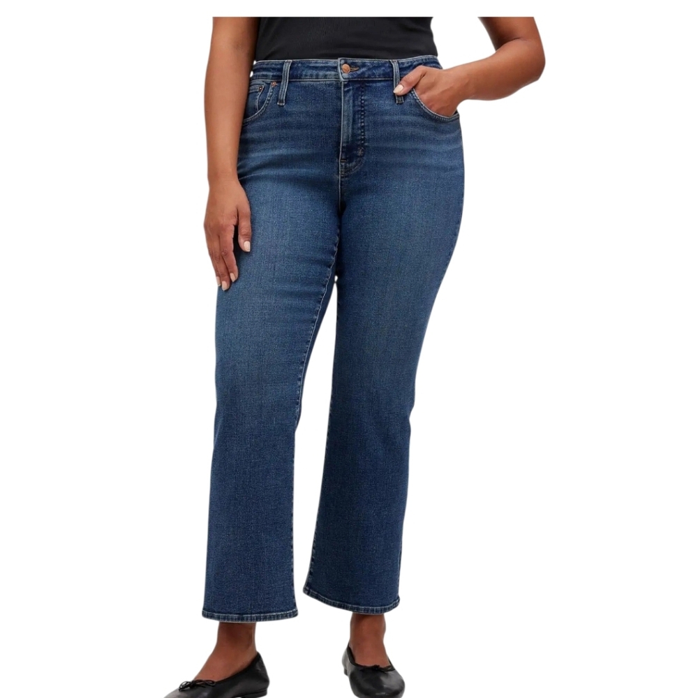 Madewell Midrise Kick Out Crop Jeans Size 30 in Lenoir Wash Stretch